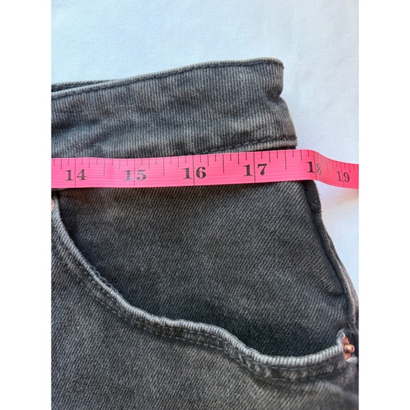 Old Navy Higher High-Rise Denim Midi Skirt Black Button Fly Raw Hem SZ 16 - Picture 6 of 8